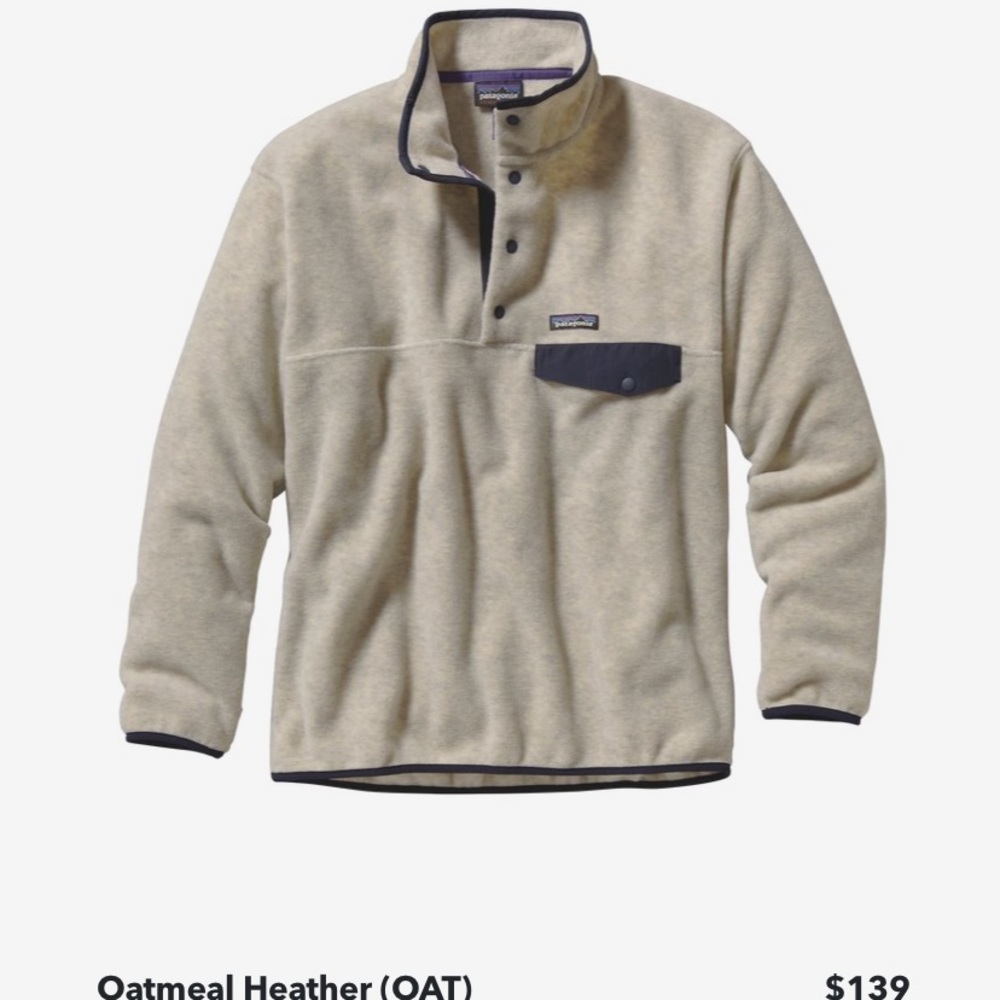 Patagonia oatmeal fleeced pull over